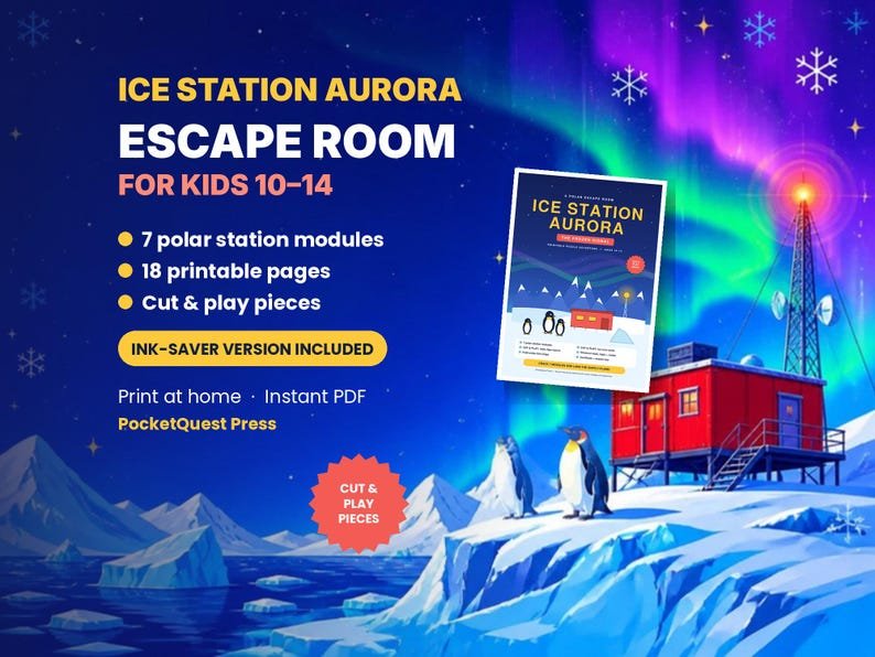 Ice Station Aurora printable activity pack for kids 10–14