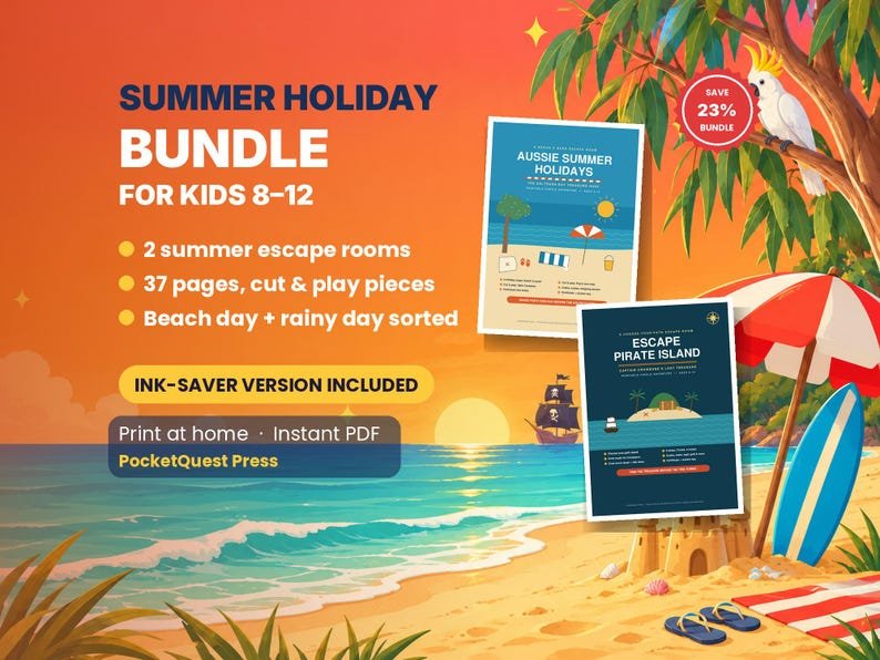 Summer Holiday Activity Bundle printable activity pack for kids 8–12